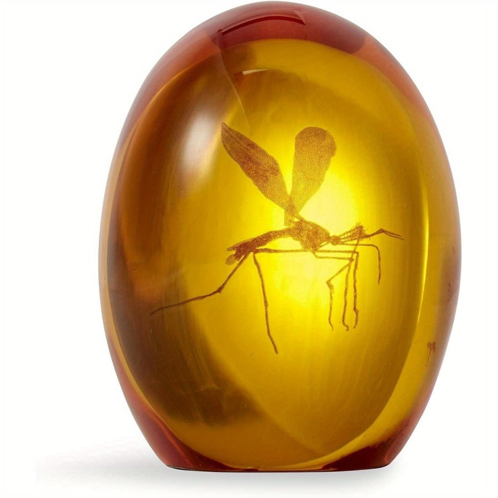 Amber Resin Mosquito Figurine 3 Inch Prehistoric Insect Replica Collectible Paperweight Faux Amber Specimen Desk Decor Natural History Gift for Science Lovers Jurassic Dinosaur Fans Office Decoration