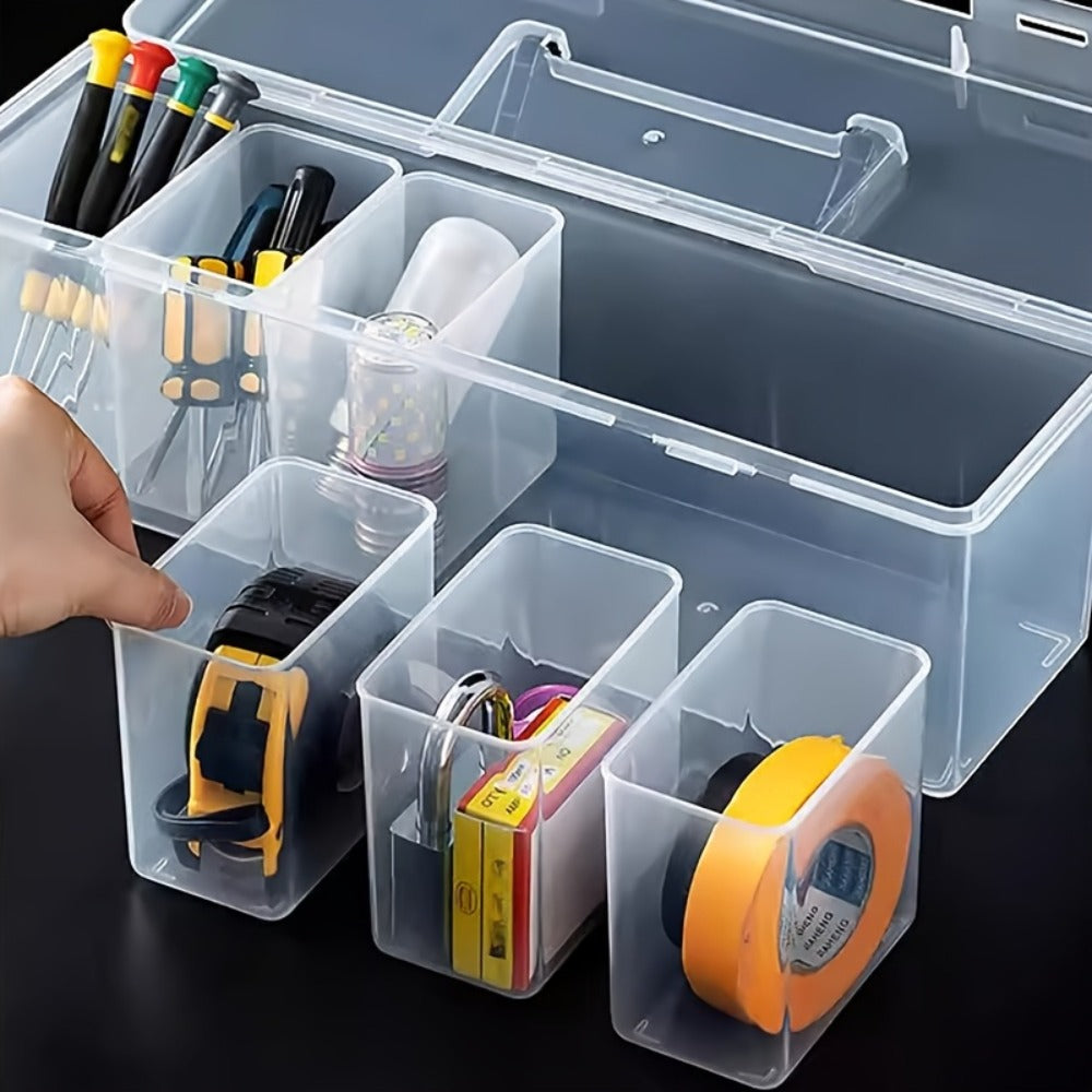14-Piece Transparent Parts Organizer Box Set with Dividers, 2 Large + 12 Small Portable Storage Cases, Multi-Compartment Hardware Organizer for Screws, Nuts, Bolts, Beads & Small Parts