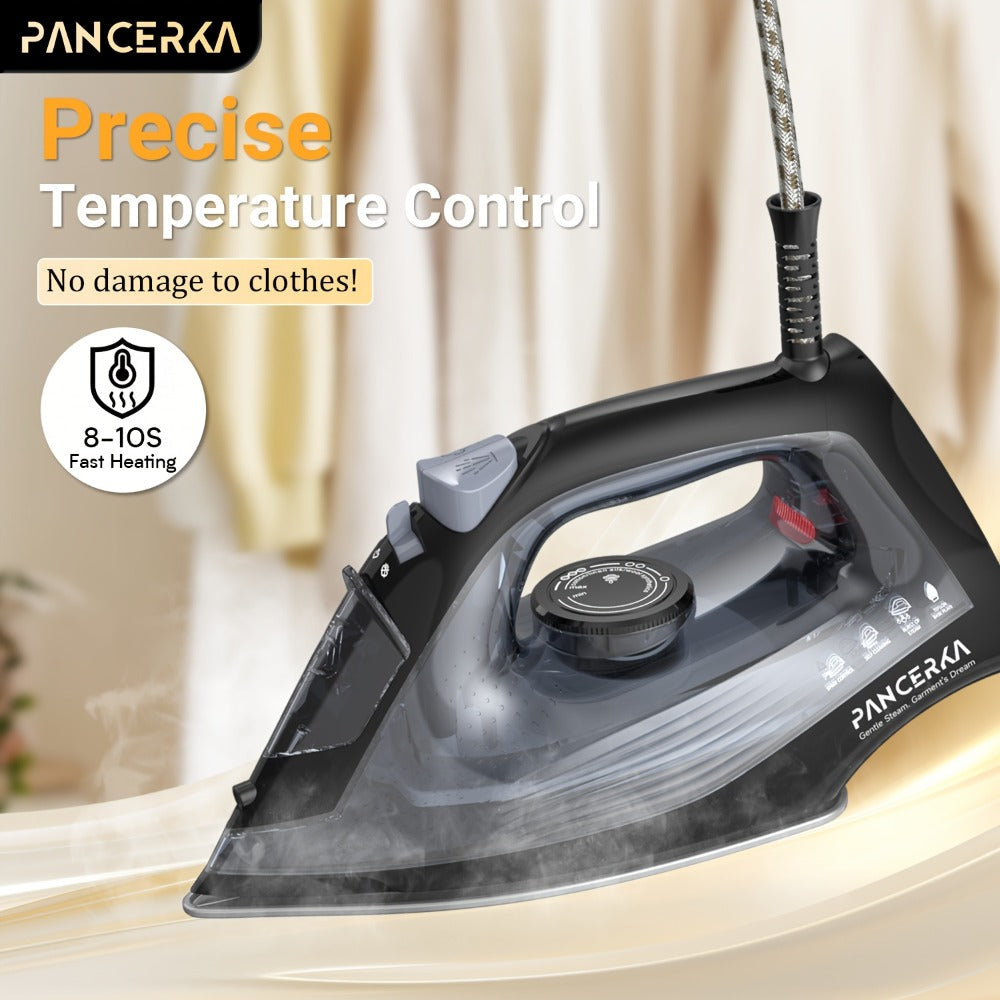 1200W Steam Iron for Clothes Adjustable Thermostat Non-Stick Soleplate Variable Steam Control Overheat Protection Powerful Long-Lasting Steam for All Fabrics Black