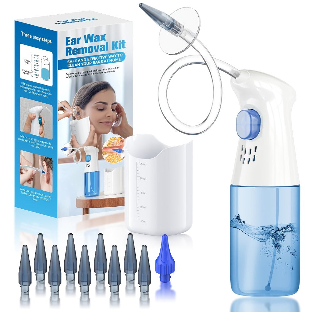 Ear Wax Removal Kit Manual Travel-Friendly Compact Ear Cleaning Set ¨C Safe Irrigation System for Adults and Kids, Portable Ear Cleaner Tool for Home and On-the-Go Ear Care