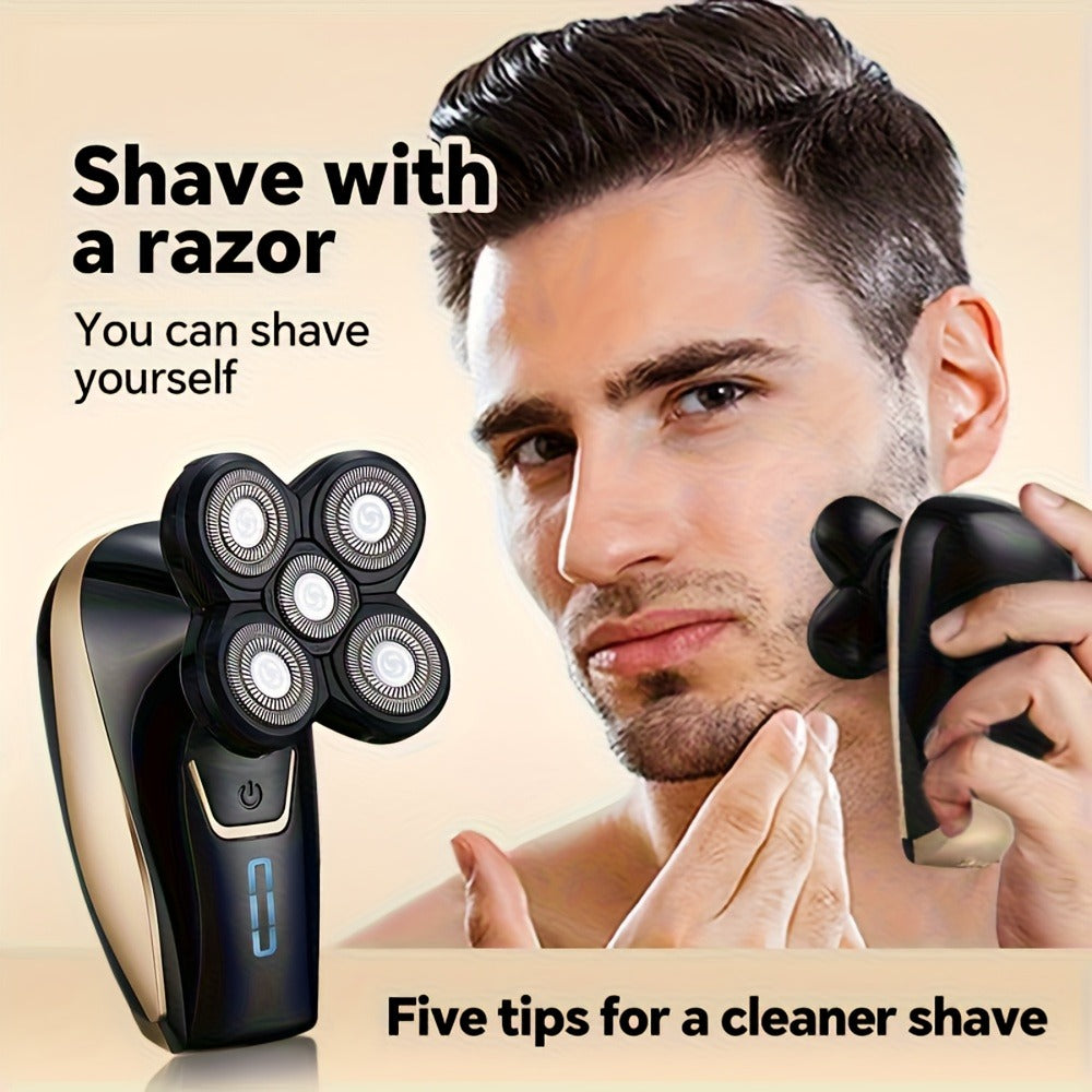 Bald Head Shaver for Men - Rechargeable Electric Razor for Bald Head & Beard Grooming, Multi-Functional Sensitive Skin Shaving Tool, Portable Professional Electric Shaver for Home & Travel Use