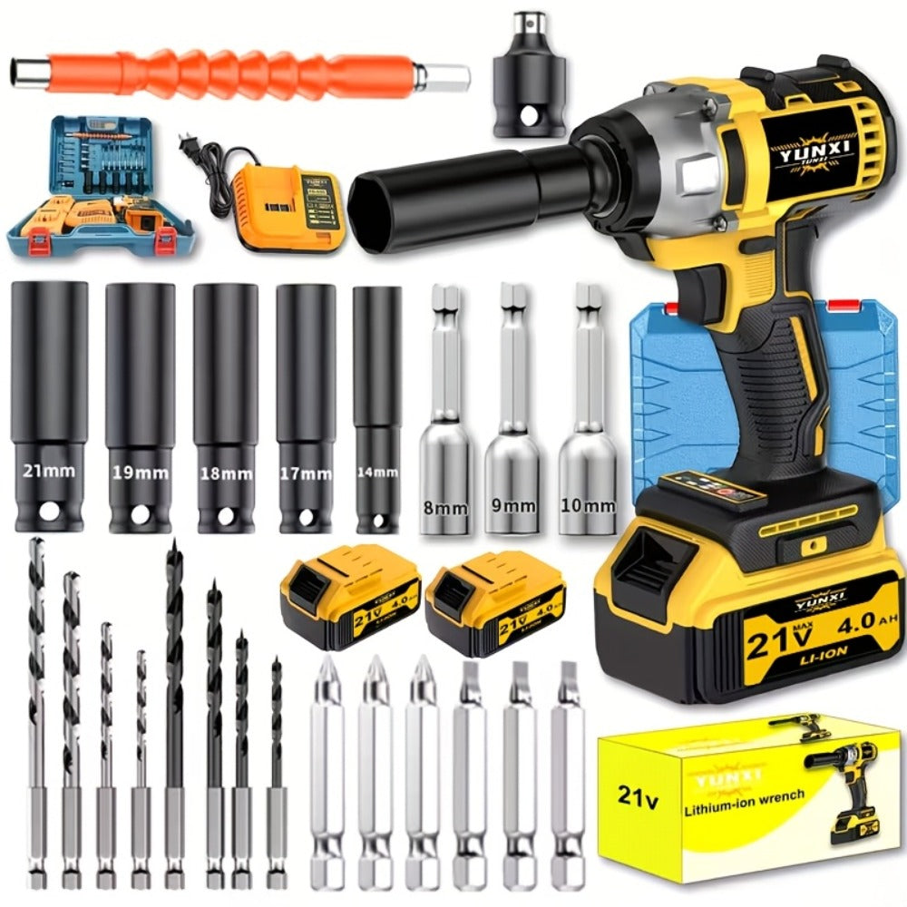 21V Cordless Impact Wrench Kit High Torque Brushless with 4000mAh Rechargeable Battery ¨C Wireless Power Wrench Driver for Car Motorcycle Repair, DIY Home Projects, Gift for Mechanics & Men