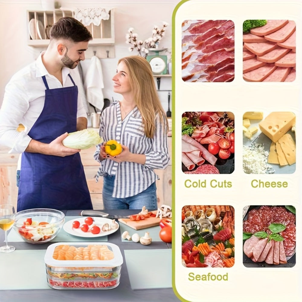 Stackable Refrigerator Organizer Containers 4-Tier with Lids ¨C Meat Preservation Box, Food Storage for Vegetables, Fruits & Cooked Meats, Fridge Organization Set