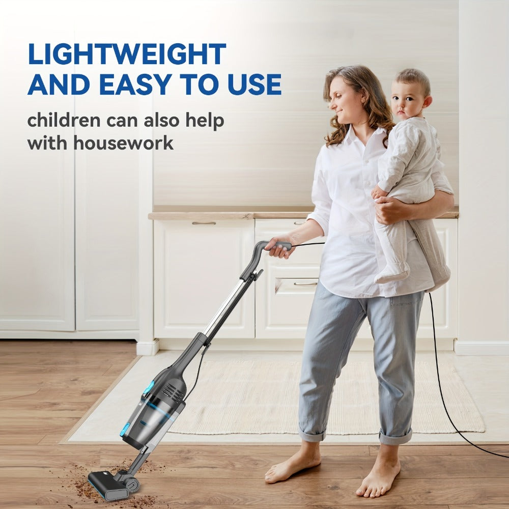 Corded Stick Vacuum Cleaner 20KPa 600W Motor 2-in-1 Bagless Upright Handheld Vacuum 0.8L Dustbin for Hard Floor Pet Hair Carpet Car Stairs Low Noise 65dB