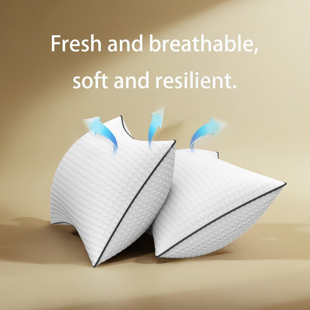 Cooling Bed Pillows Ultra-Soft Hollow Fiber Fill with 3D Airflow Technology ¨C Hotel-Grade Breathable Support for All Seasons | Standard Queen King | 2 or 4 Pack