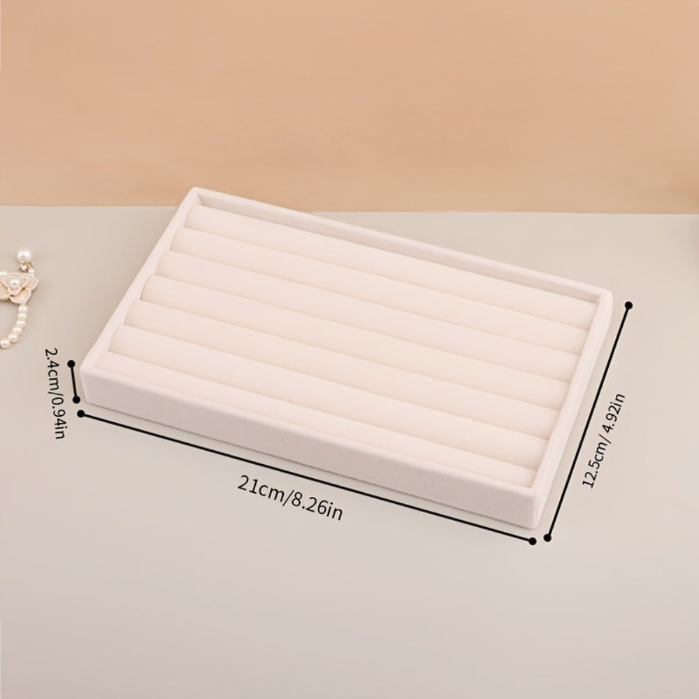 Stackable Jewelry Organizer Trays 6-Piece Set ¨C Rectangular Multi-Compartment Drawer Inserts with Removable Dividers for Earrings, Rings, Necklaces & Bracelets ¨C Tabletop Jewelry Display Case Storage