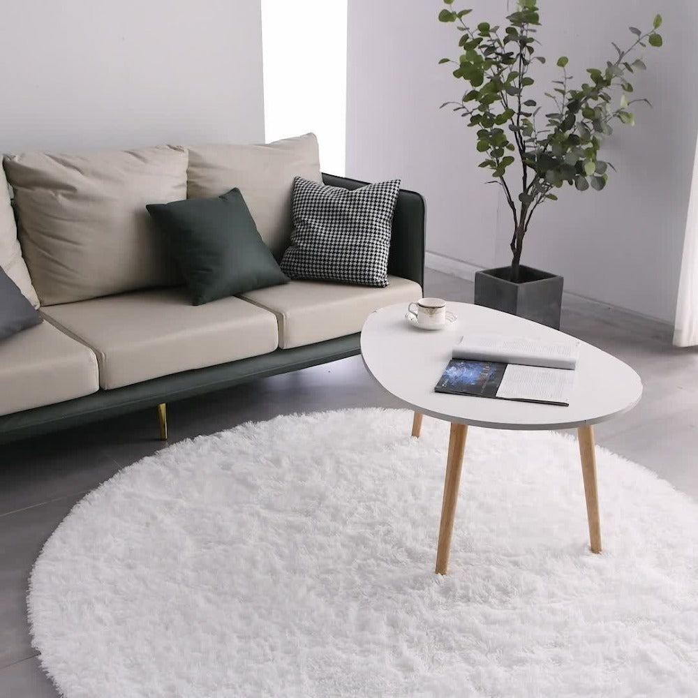 Round Shaggy Plush Rug ¨C Soft Fluffy Circular Carpet for Bedroom & Living Room, Easy Clean