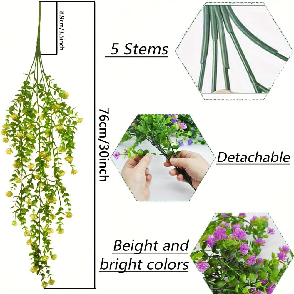 Artificial Hanging Plants UV Resistant Faux Flowers Vine Fake Ferns - 10 Bunches Indoor Outdoor Wedding Patio Balcony Home Decor