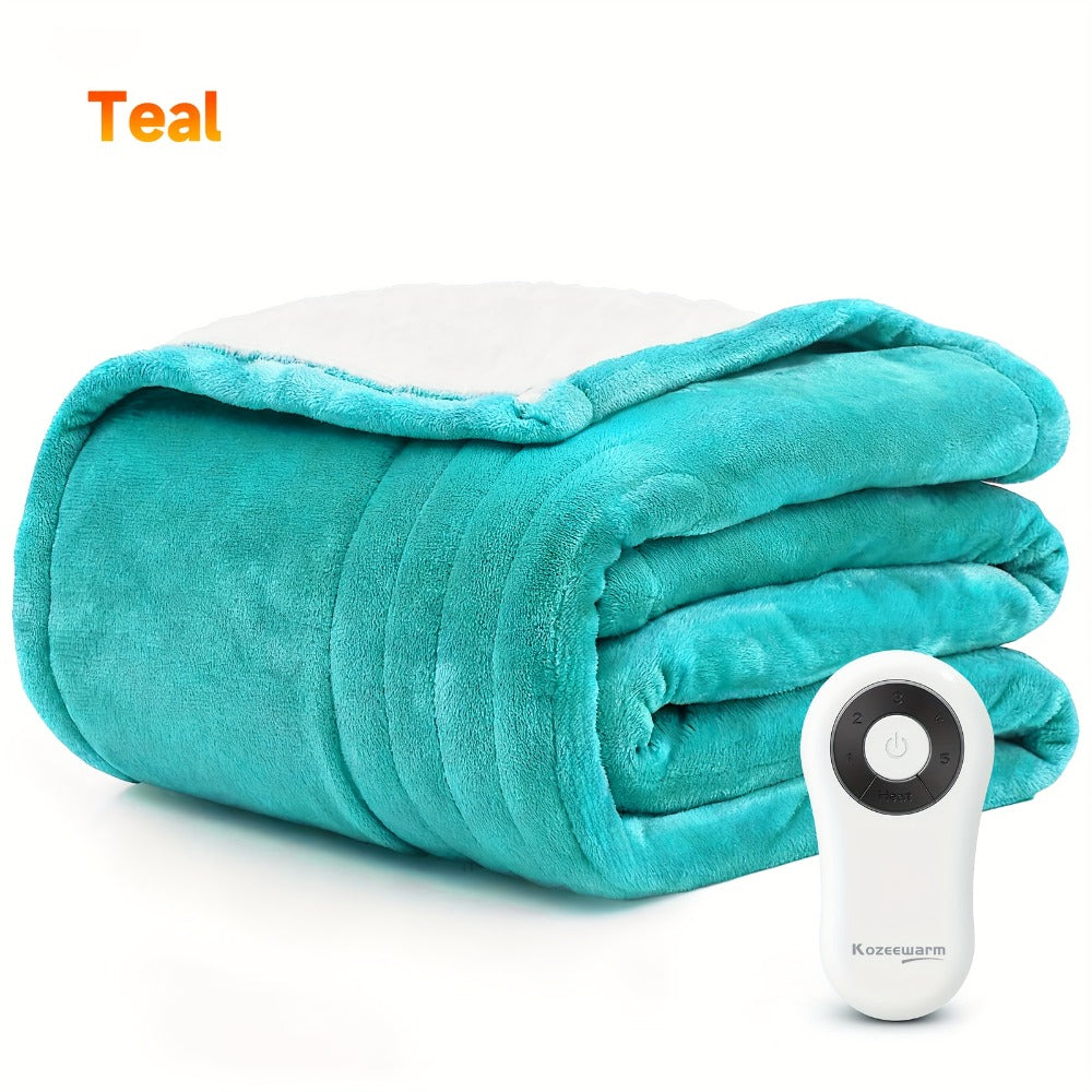 Dual Control Electric Heated Blanket with 10 Heat Levels - 10-Hour Auto Shutoff, Overheat Protection, Fast Heating, Soft Flannel, Machine Washable, 4 Sizes & 4 Colors, Bedroom Gift Blanket