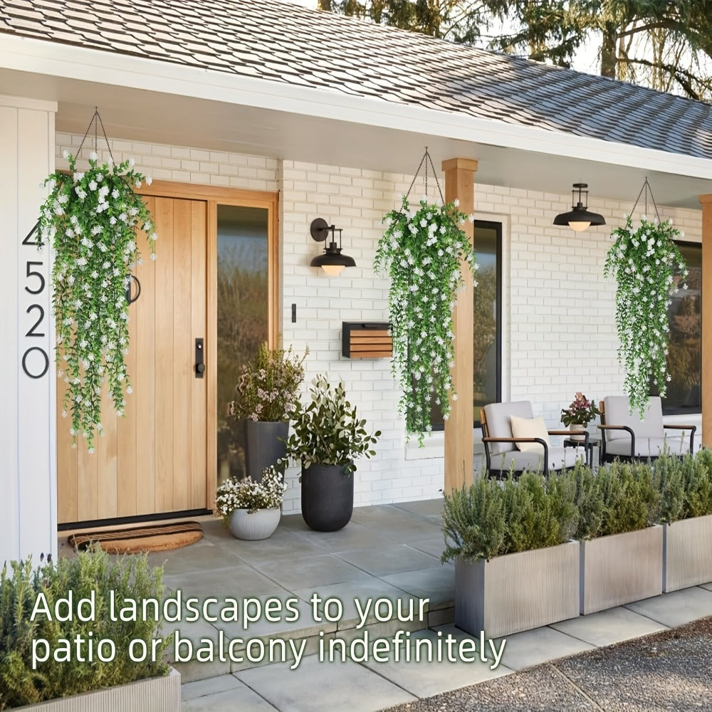 Artificial Hanging Plants UV Resistant Faux Flowers Vine Fake Ferns - 10 Bunches Indoor Outdoor Wedding Patio Balcony Home Decor