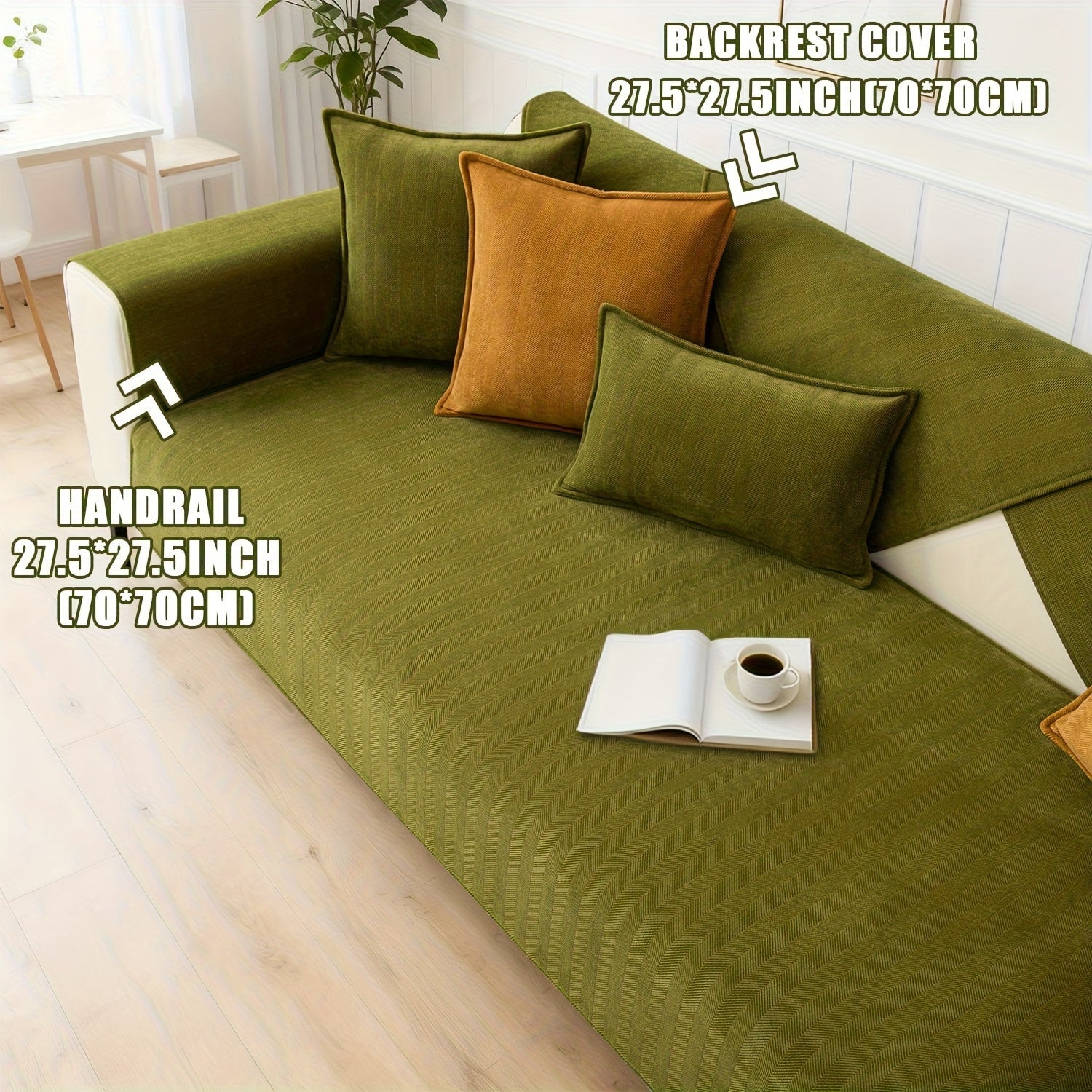 Chenille Ribbed Sofa Cover - Pet Friendly Non-Slip Machine Washable Soft Stretch Slipcover for 1-4 Seater Sectional Sofa Living Room Bedroom Office, 9 Colors