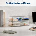 Clear Stackable Desk Drawer Organizer, Acrylic Plastic Storage Bins for Office Desk Organization, Transparent Drawer Divider Bins for Home, Studio & Vanity Table, 2 or 4 Pack Wide Organizer Trays
