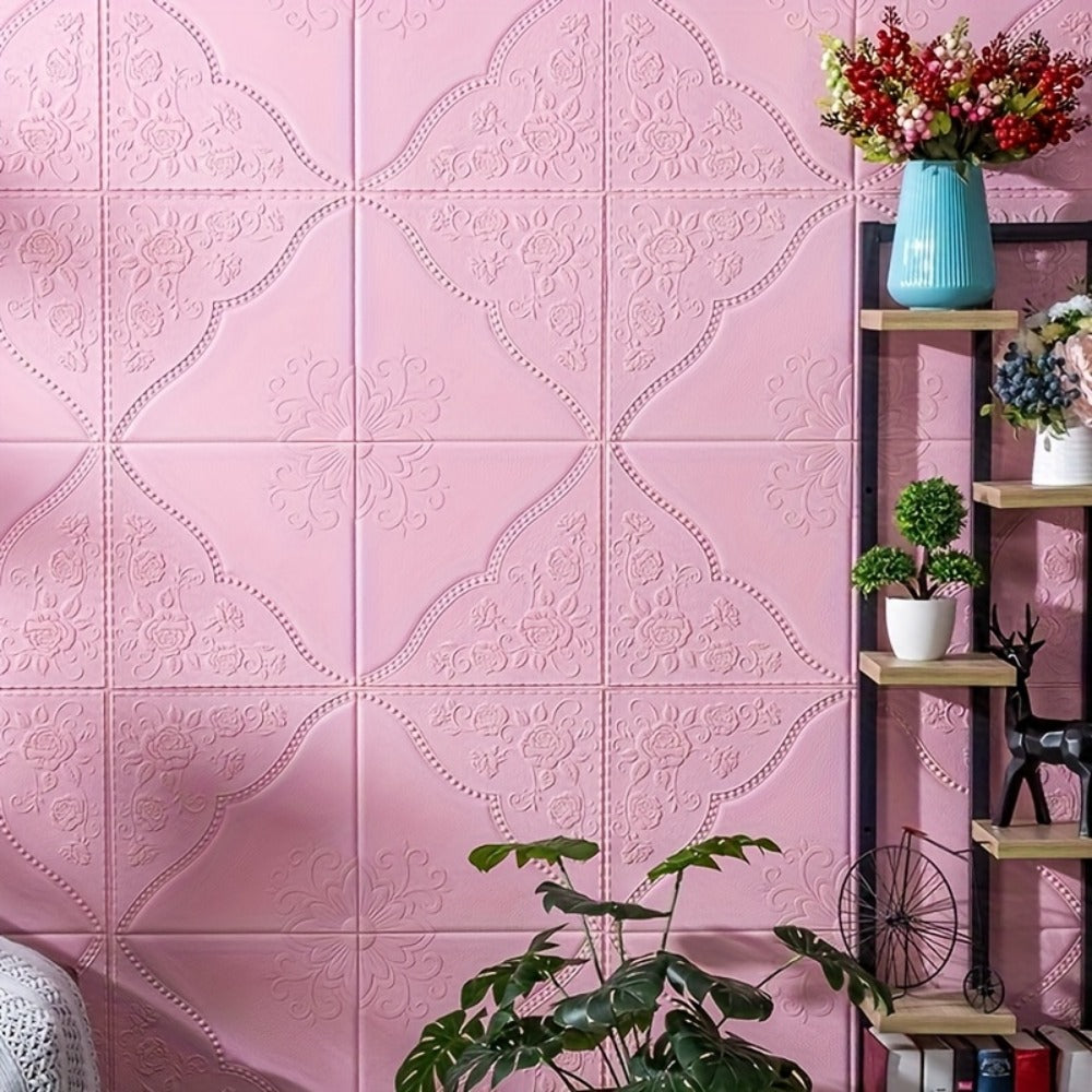 Peel and Stick Tile Stickers 13.78x13.78in Self-Adhesive Glam Plaid Pattern Wall Tiles for Kitchen Bathroom Living Room ¨C 50pcs PVC Waterproof Removable Backsplash Decor