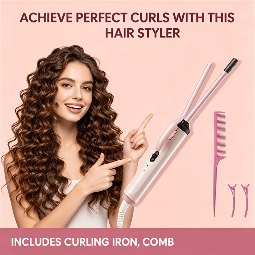 9mm Mini Curling Iron Rapid Heating for Ultra-Fine Curls Teddy Curls Water Waves & Bangs, Travel Curling Wand for Men & Women, Compact Small Barrel Hair Curler for Tight Curls Airy Bangs Holiday Gift
