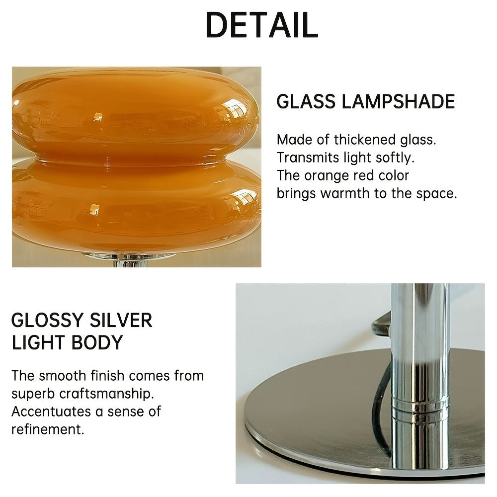 Mushroom Lamp Dimmable Bedside Nightstand Light Glass Shade Aesthetic Cute Table Lamp for Bedroom Living Room Home Decor Ambient Lighting Orange