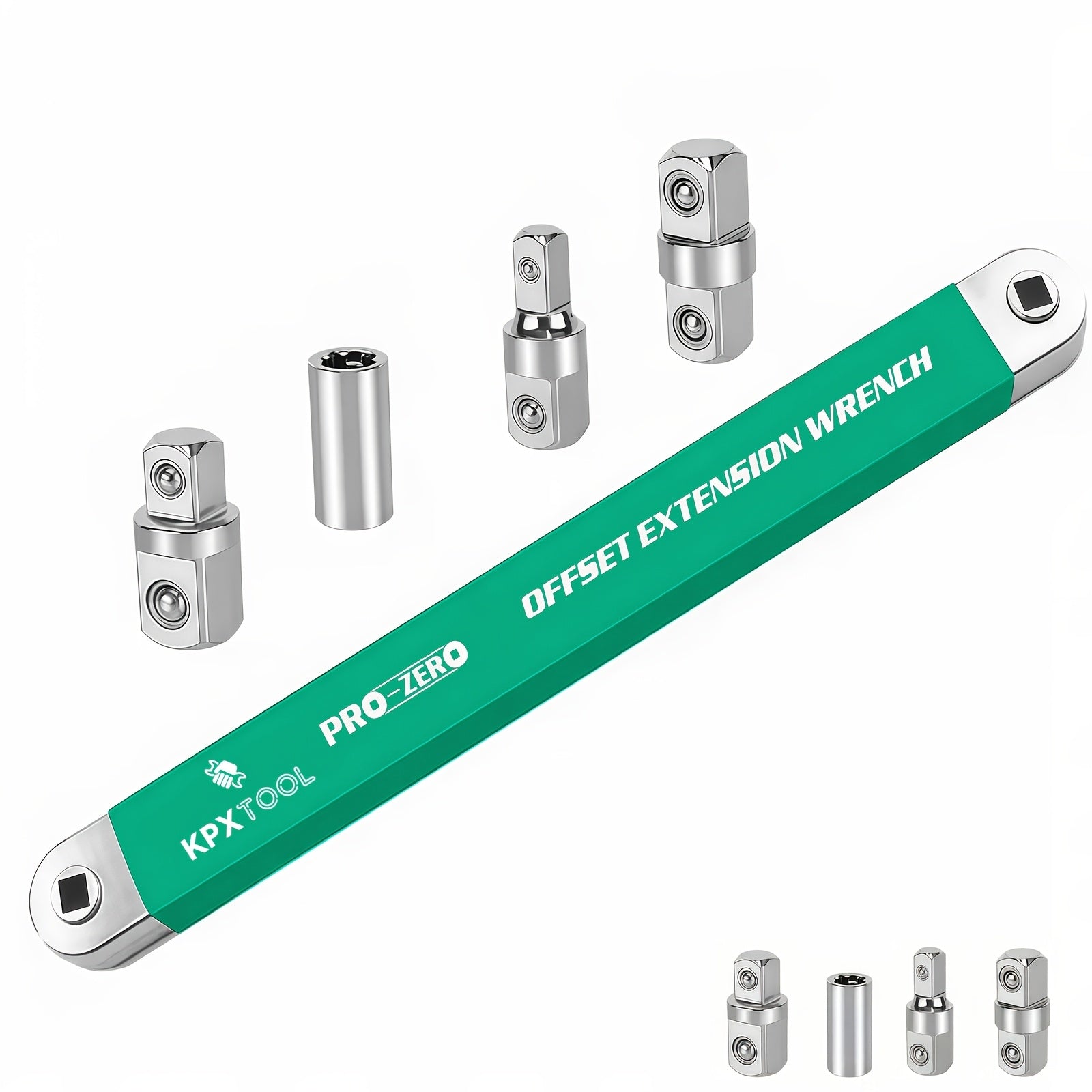 Ratchet Wrench Set 2-in-1 Multi-Function Offset Extension | 1/2¡± 1/4¡± 3/8¡± Square Head Adapters | 180¡ã Swivel High Torque Non-Slip Handle | Durable Metal Automotive Repair Hand Tool