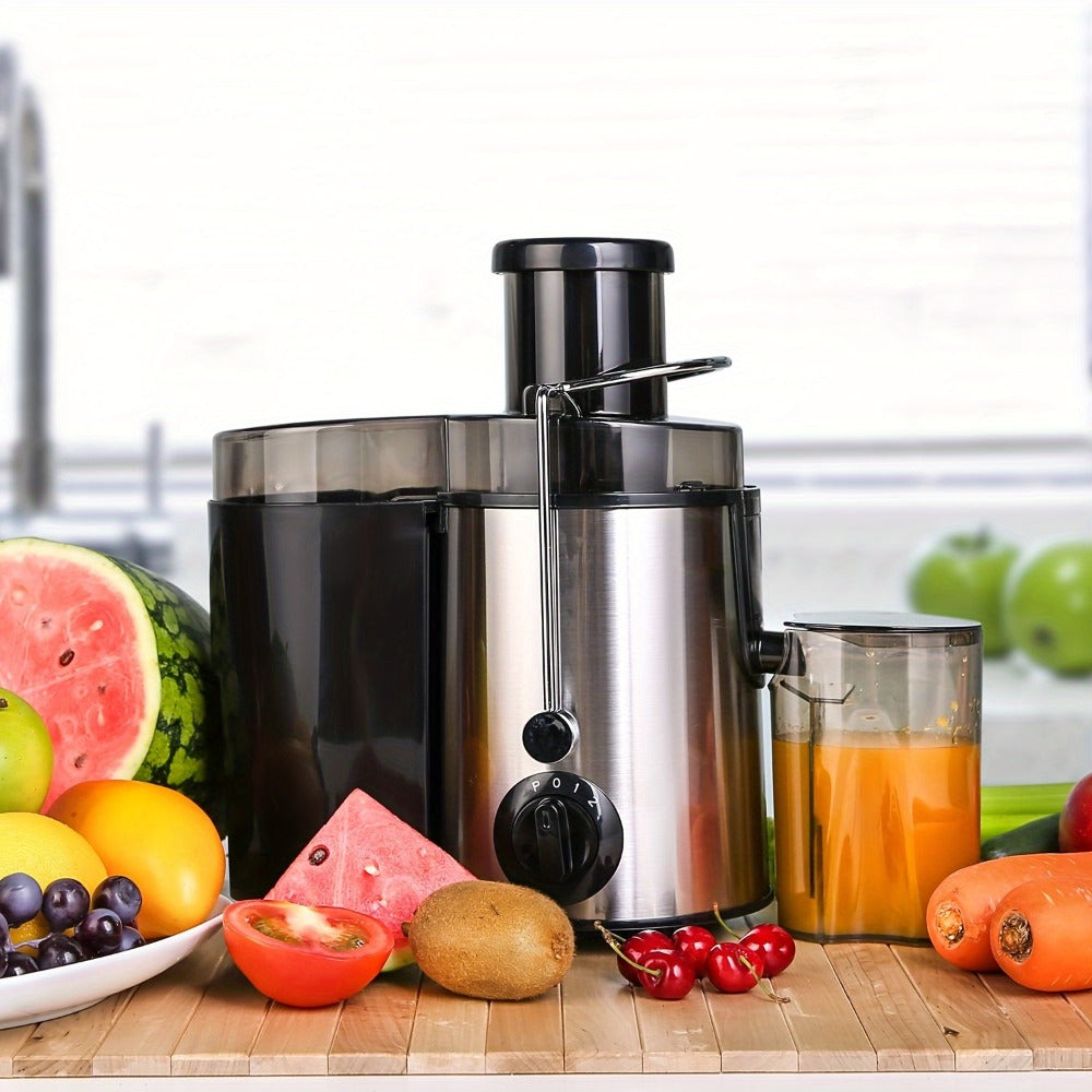 Centrifugal Juicer Machine 400W Wide Mouth Whole Fruit Vegetable Juice Extractor Stainless Steel BPA Free Easy Clean Nonslip Feet Silver