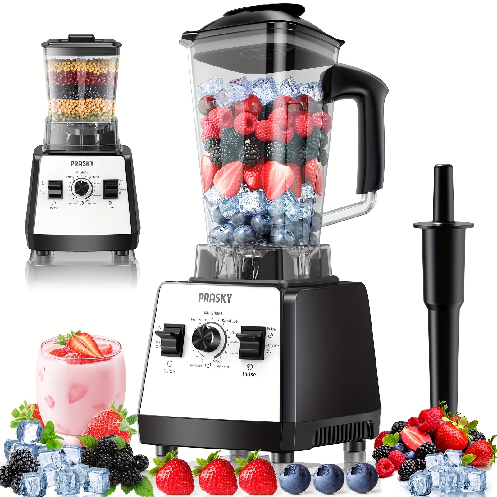 Professional Blender for Kitchen 68oz 25000RPM 2400W - Countertop Smoothie Blender with 2 Containers Stainless Steel Blade Variable Speed Pulse for Ice Frozen Fruit Juice Shakes 7 Colors