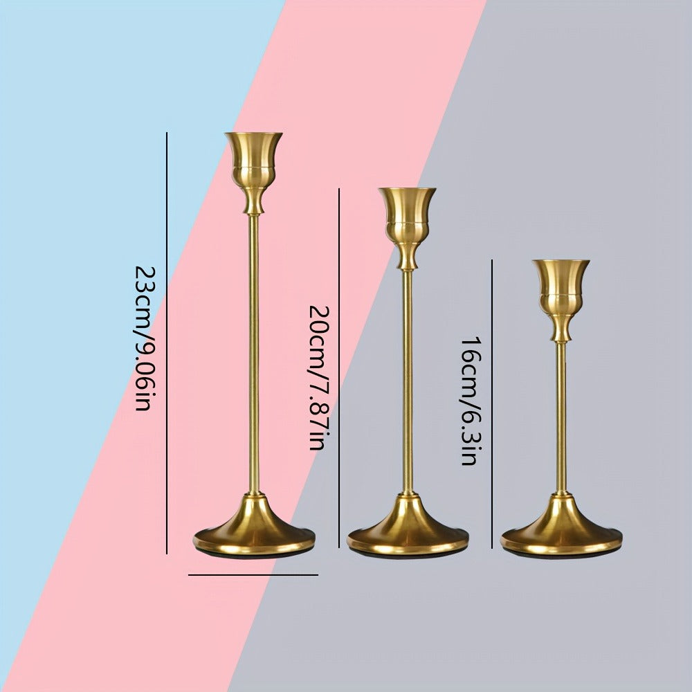 Copper Plated Candlestick Holders Bulk Set ¨C Retro Minimalist Taper Candle Holders for Wedding Birthday Christmas Dining Table Fireplace Decor
