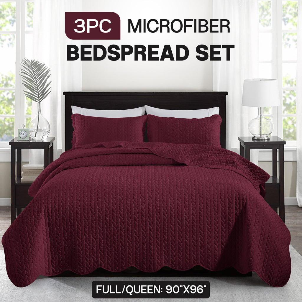 Bedspread Set 3-Piece Microfiber Floral Coverlet with Pillow Shams - Soft Breathable Lightweight All-Season Bed Cover for Queen King Twin California King