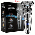Men's Electric Shaver 3D Floating Head with LED Display - Rechargeable Washable Cordless Rotary Shaver for Home & Travel, Close Smooth Shave, Great Gift for Men, Boyfriend & Valentine's Day, 2-Pack