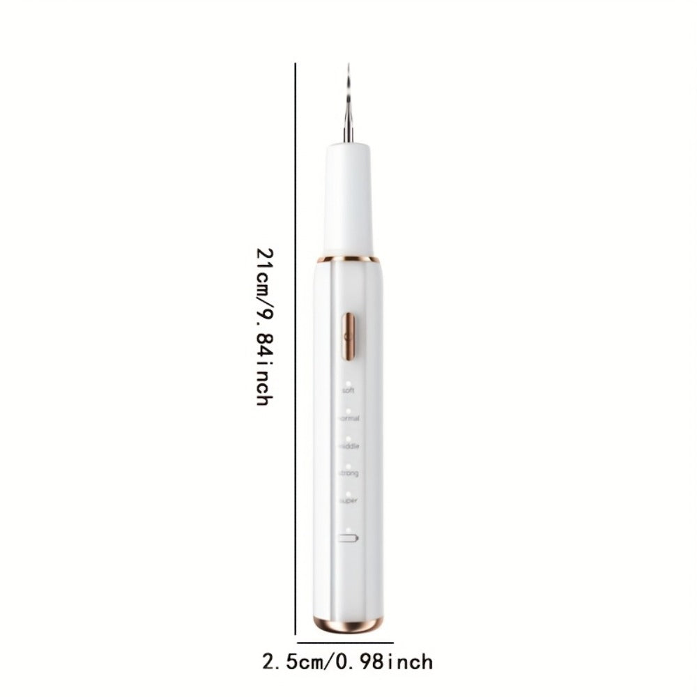 Electric Tooth Cleaner Tartar Remover Rechargeable - 5 Speed Modes, LED Light, USB Charging, 2 Replaceable Brush Heads, Dental Plaque Scraper for Teeth Whitening, Stain & Tartar Removal, Dental Mirror