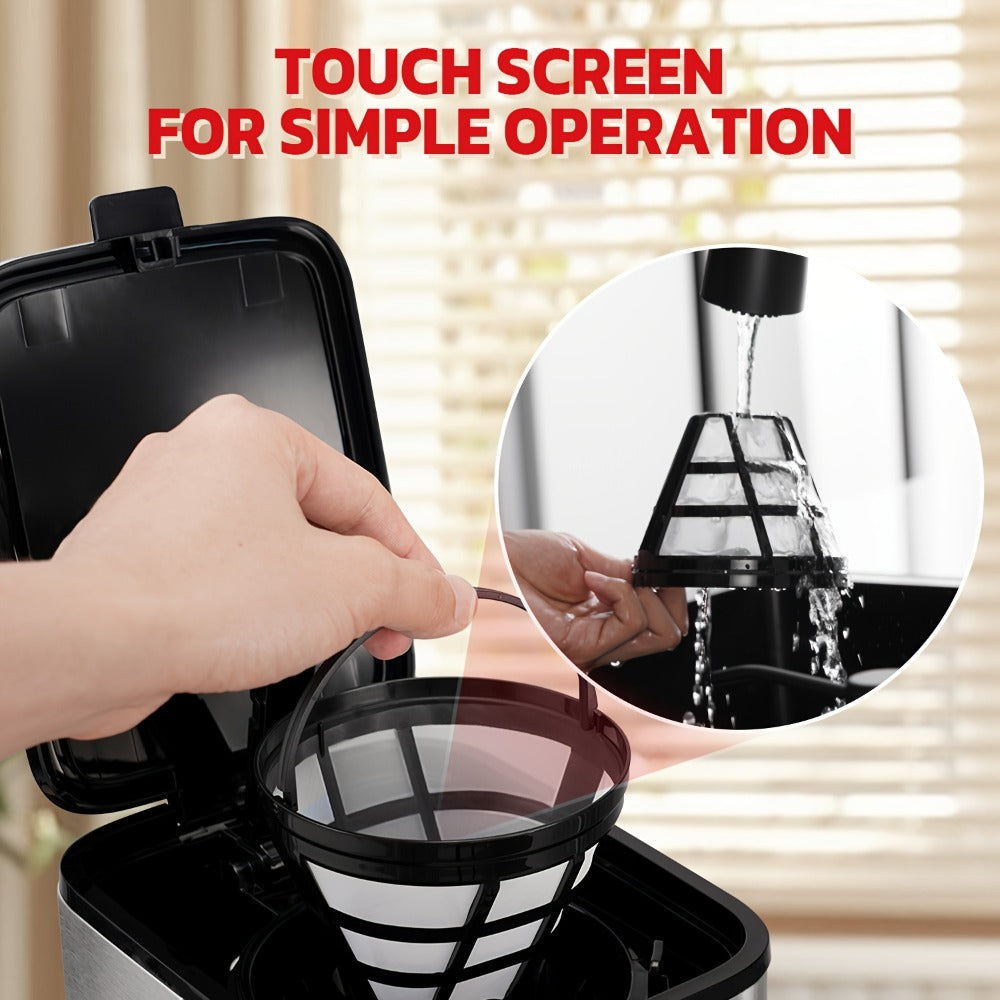 Touch Screen Programmable Drip Coffee Maker, Stainless Steel, Pause & Serve, Customizable Brew Strength, Keep Warm, Auto Shut-Off, Modern Coffee Machine for Home Kitchen