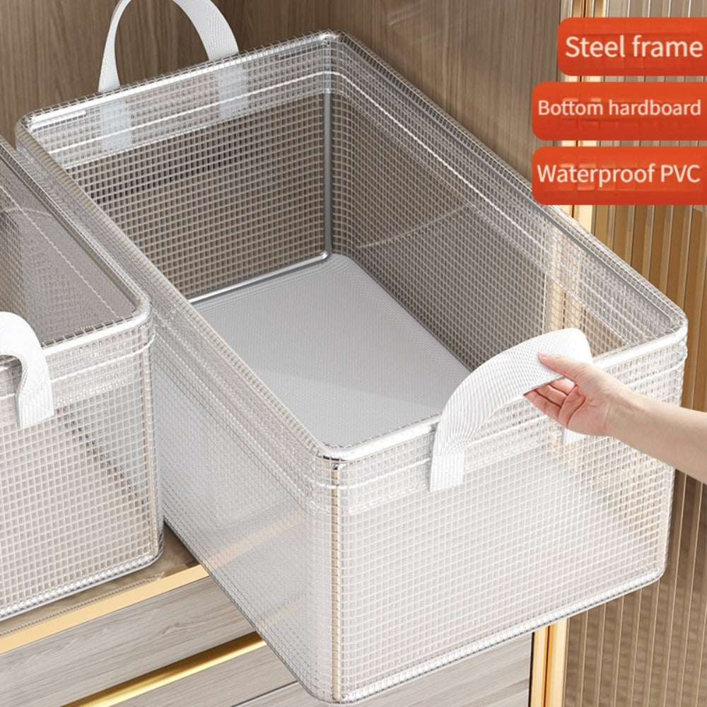 Storage Boxes Waterproof Steel Frame 26L Collapsible Fabric Bins for Clothing Household Sundries Closet Bedroom Organization Space Saving Home Storage Containers with Lid
