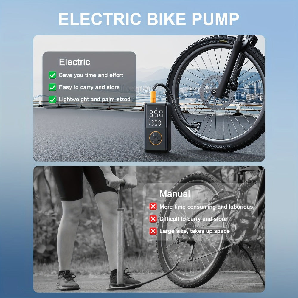 Portable Tire Inflator Cordless 150PSI Electric Air Compressor Pump with LCD Display, Auto Shut-Off, LED Light & Preset Pressure for Car Motorcycle Bike Sports Ball Camping Outdoor Emergency