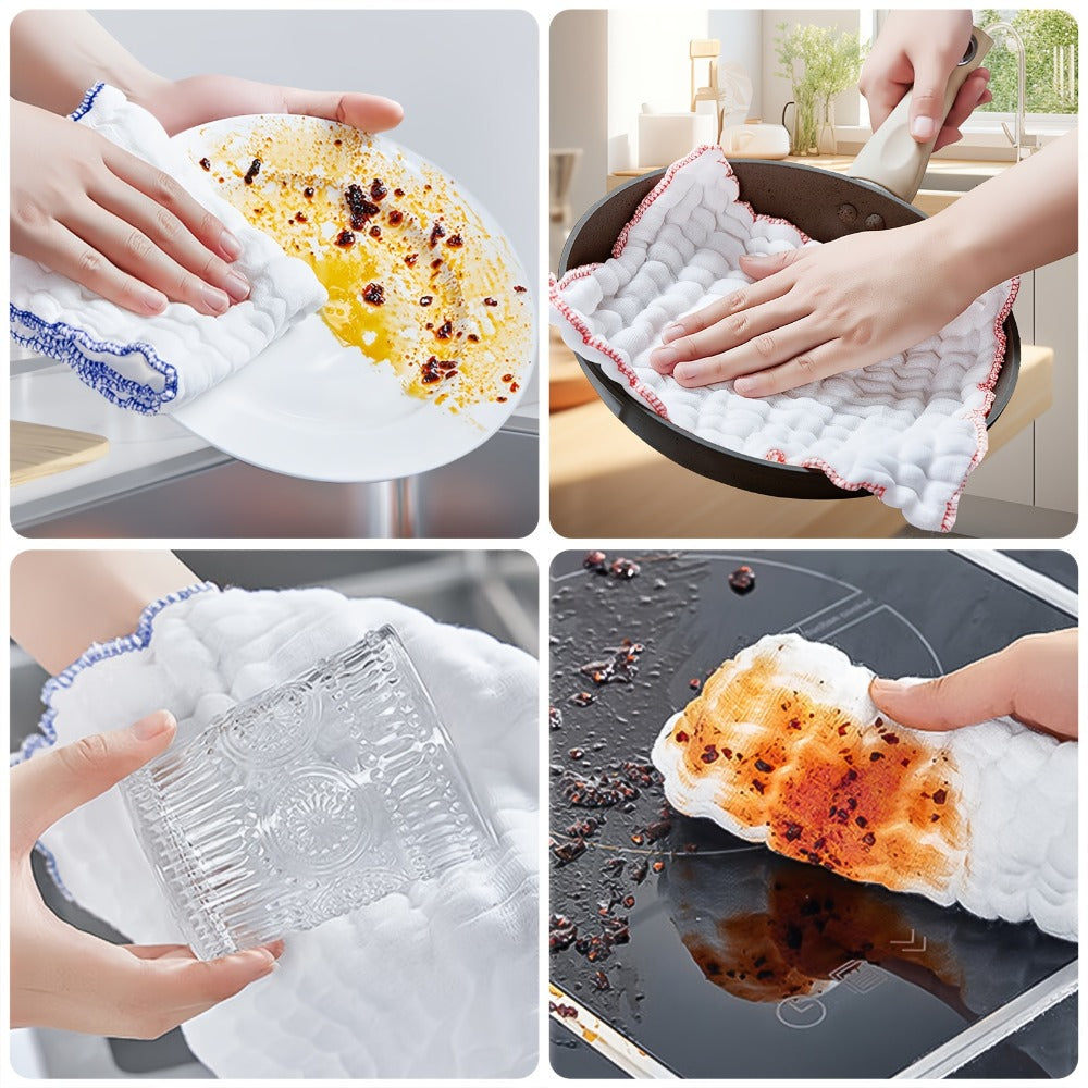 8pcs Cotton Dish Cloths Super Absorbent Reusable Kitchen Cleaning Towels Soft Dishcloths for Home Dining Room