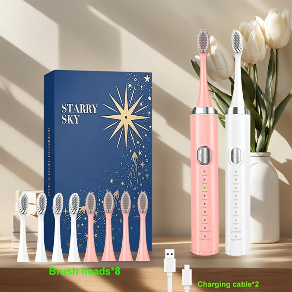 Water Flosser Oral Care Kit ¨C 3-Mode Portable Electric Dental Cleaner, USB Rechargeable, 4-Function Nozzle, Tooth Whitening Device & Electric Toothbrush Set for Travel & Home Use