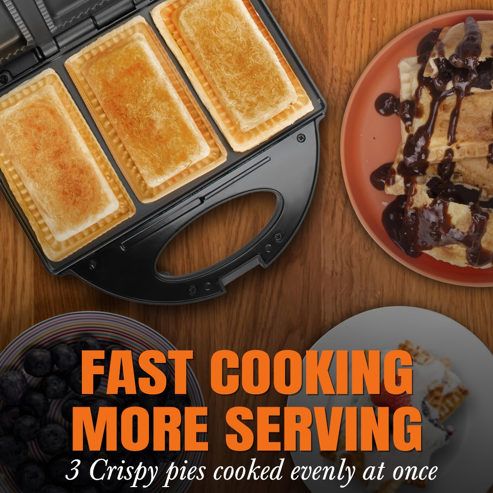 Electric Pocket Pie Maker with Crust Cutter ¨C Dual Non-Stick Cooking Plates, Easy Press Iron for Homemade Snacks, Desserts, Empanadas & Hand Pies