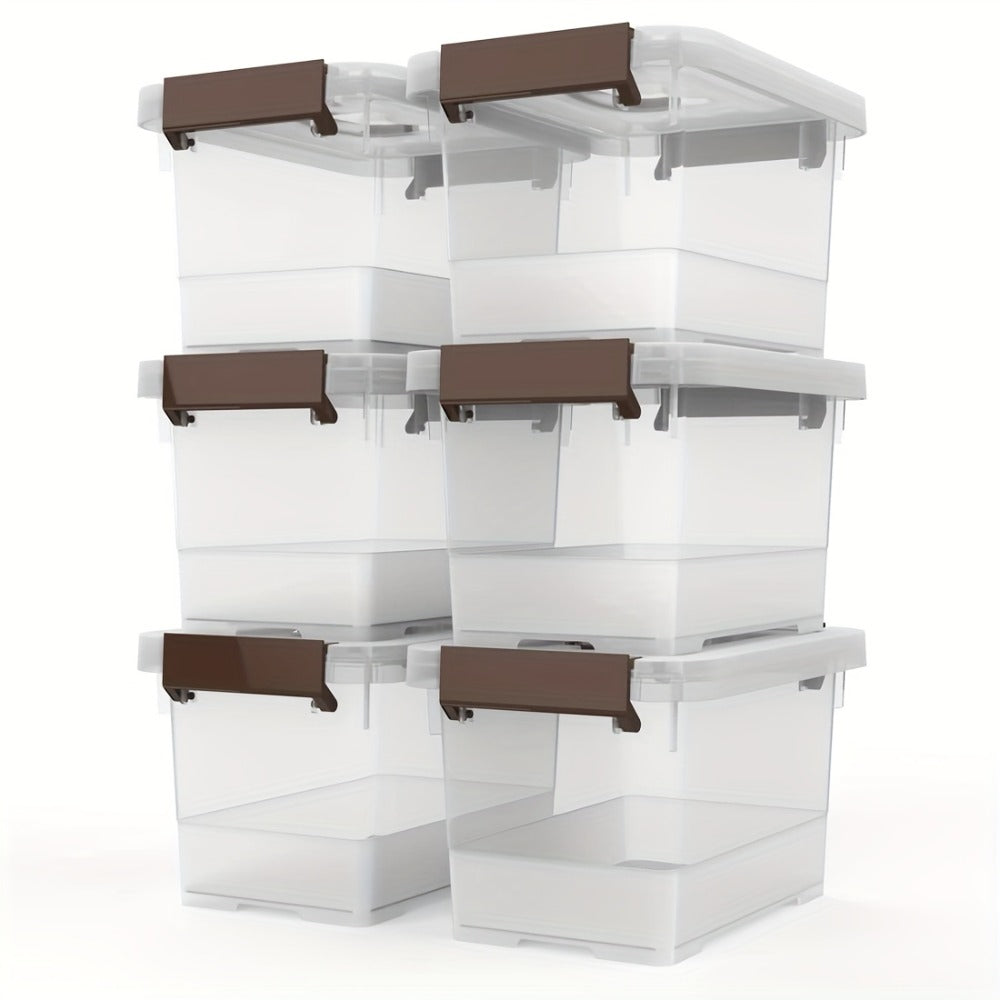 Clear Plastic Storage Bins with Lids 6 Pack, 3.5 Quart Stackable Organizing Containers with Secure Latch Handles for Home Kitchen Office Bathroom Pantry Closet Organization