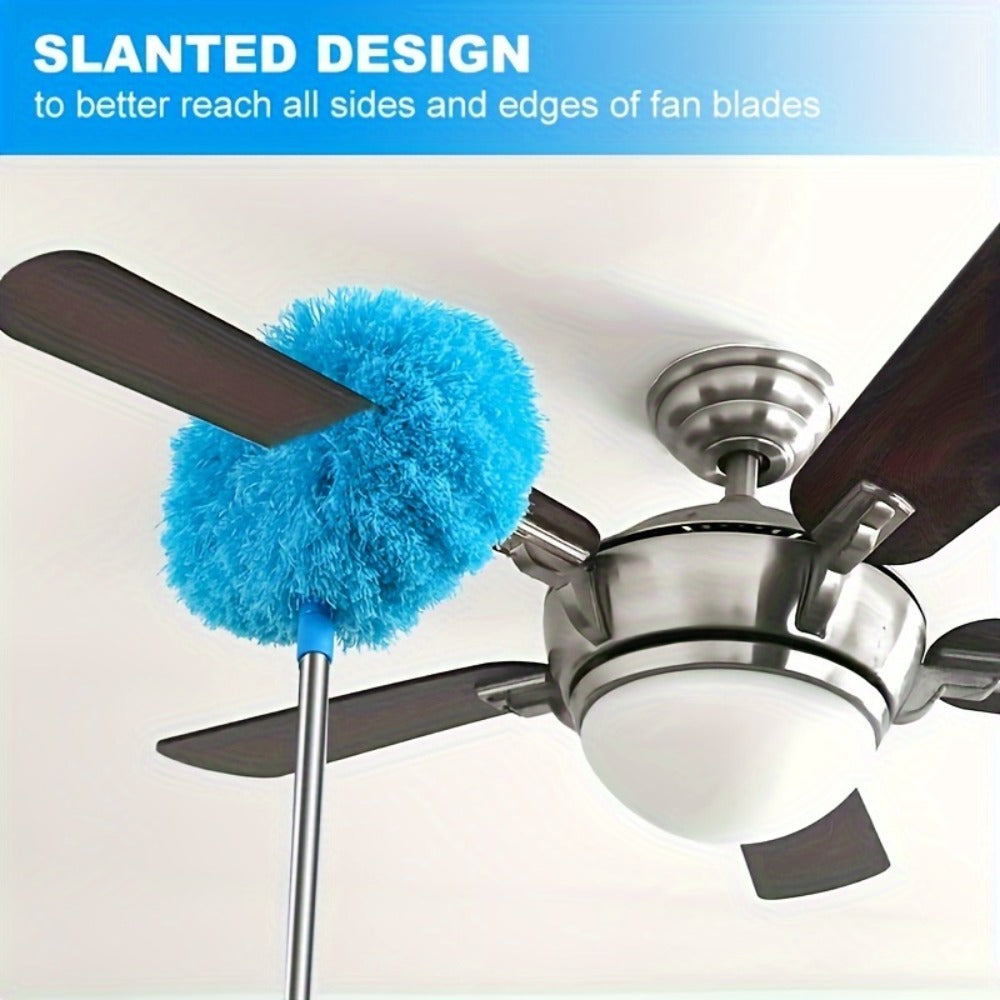 Ceiling Fan Cleaner Brush with Extension Rod ¨C Detachable Washable Ultra-Fine Microfiber Duster for High Ceilings, Fans, Furniture & Cars, Long Reach Dust Brush Cleaning Tool Set (Blue)