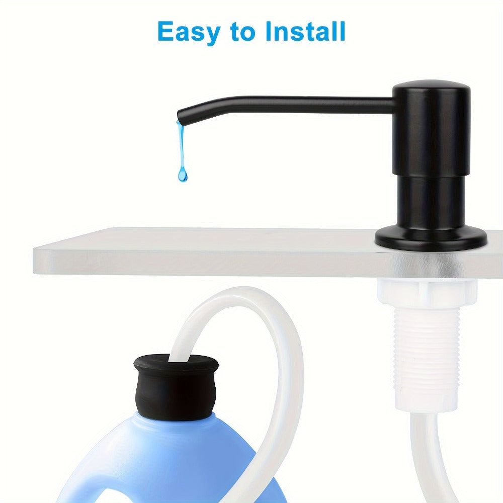 Sink Soap Dispenser Stainless Steel Built-In with 47¡± Extension Tube Kit ¨C 360¡ã Rotating Pump, No Refill Bending, Deck Mounted for Kitchen Bathroom Laundry & RV Sinks, Easy Press Hand Pump