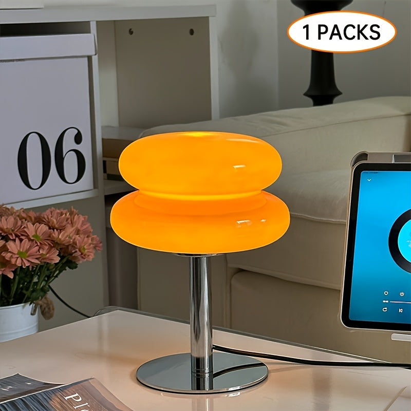 Mushroom Lamp Dimmable Bedside Nightstand Light Glass Shade Aesthetic Cute Table Lamp for Bedroom Living Room Home Decor Ambient Lighting Orange