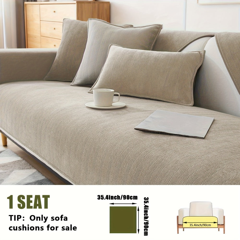 Chenille Ribbed Sofa Cover - Pet Friendly Non-Slip Machine Washable Soft Stretch Slipcover for 1-4 Seater Sectional Sofa Living Room Bedroom Office, 9 Colors