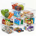 Clear Stackable Storage Bins with Lids 10 Pack - Large Plastic Pantry Organizer Containers with Handle, 11x7.5x6 Inch, for Kitchen Fridge Cabinet Closet Bathroom Organization