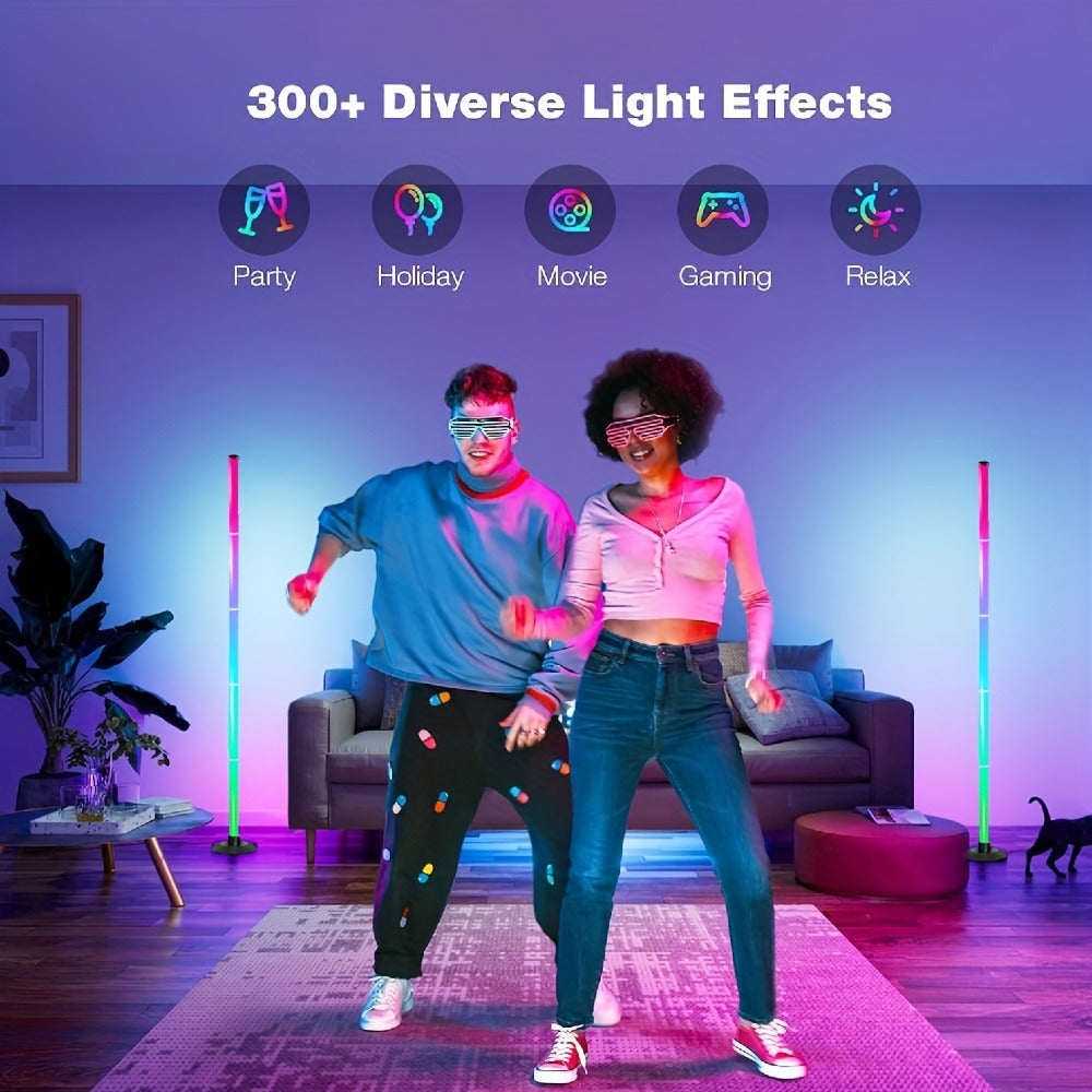 RGB Floor Lamp with Remote Control USB Powered | Color Changing LED Corner Lamp with Adjustable Brightness ¨C Modern Space-Themed Ambient Light for Living Room & Bedroom