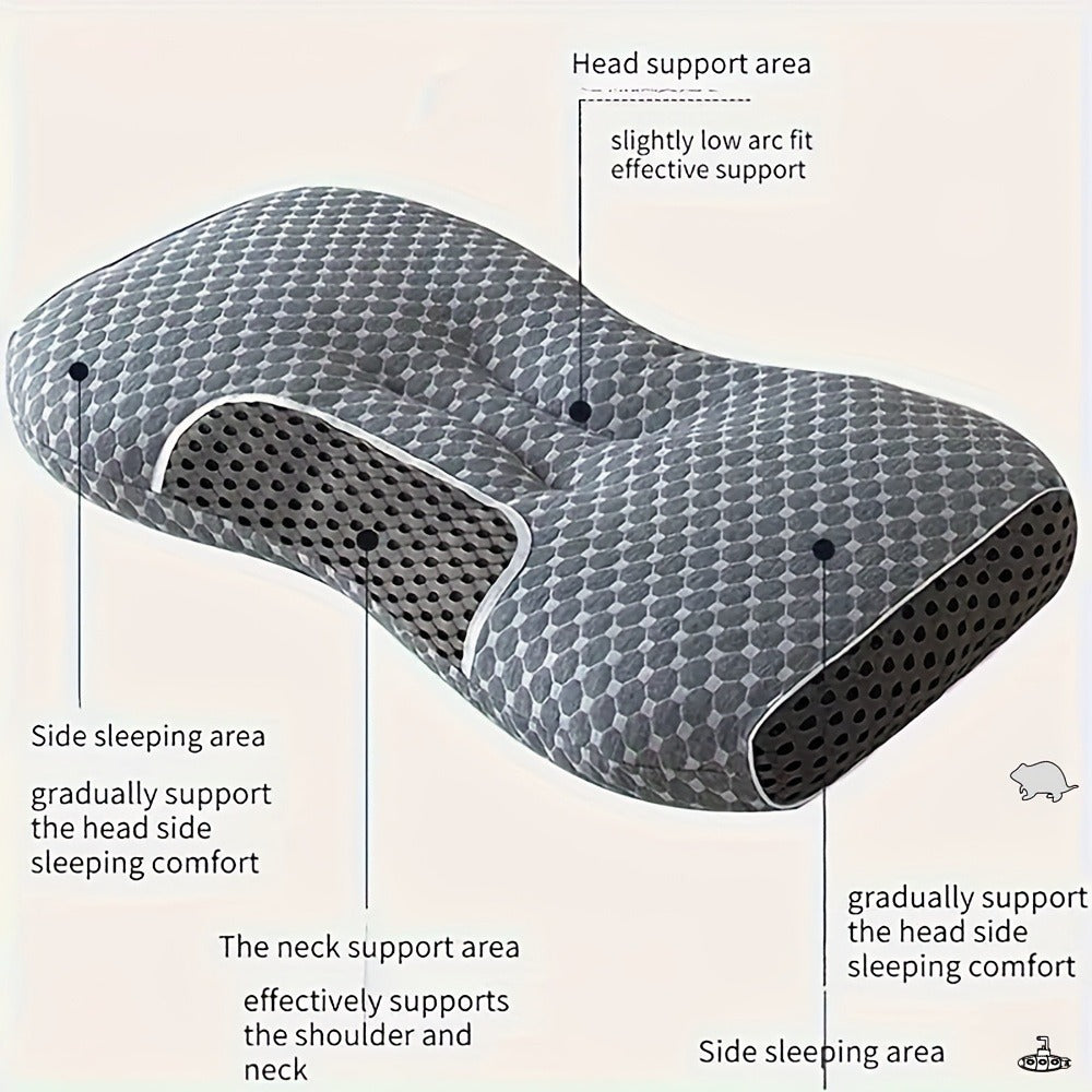 Cervical Contour Neck Massage Pillow ¨C Ergonomic Bone-Shape Support with Detachable Moisture-Absorbing Cover | Soft High-Quality Pillow Core for Deep Sleep & Neck Pain Relief