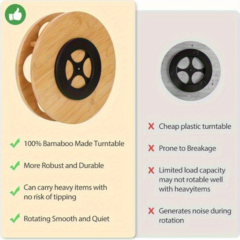 360 Rotating Bamboo Coffee Syrup Organizer 7-Bottle Holder Rack ¨C Countertop Spice Condiment Storage Stand for Kitchen Bar Home Office Desktop Easy Assembly Scratch-Proof Base