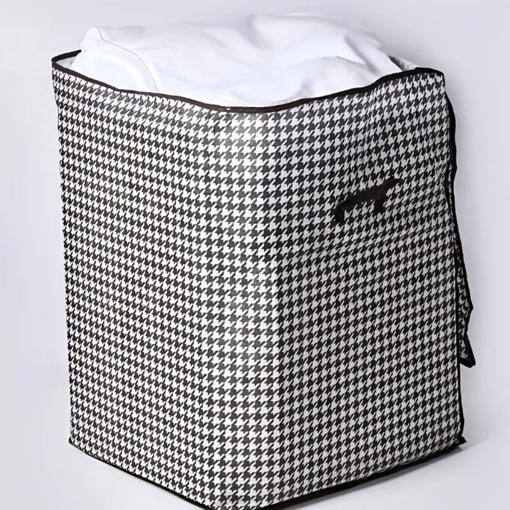 4pcs Large Storage Box Set with Lid & Handle ¨C Black White Checkered, Stackable, Thickened Lining, Double Zipper, Under-Bed & Moving Organizer