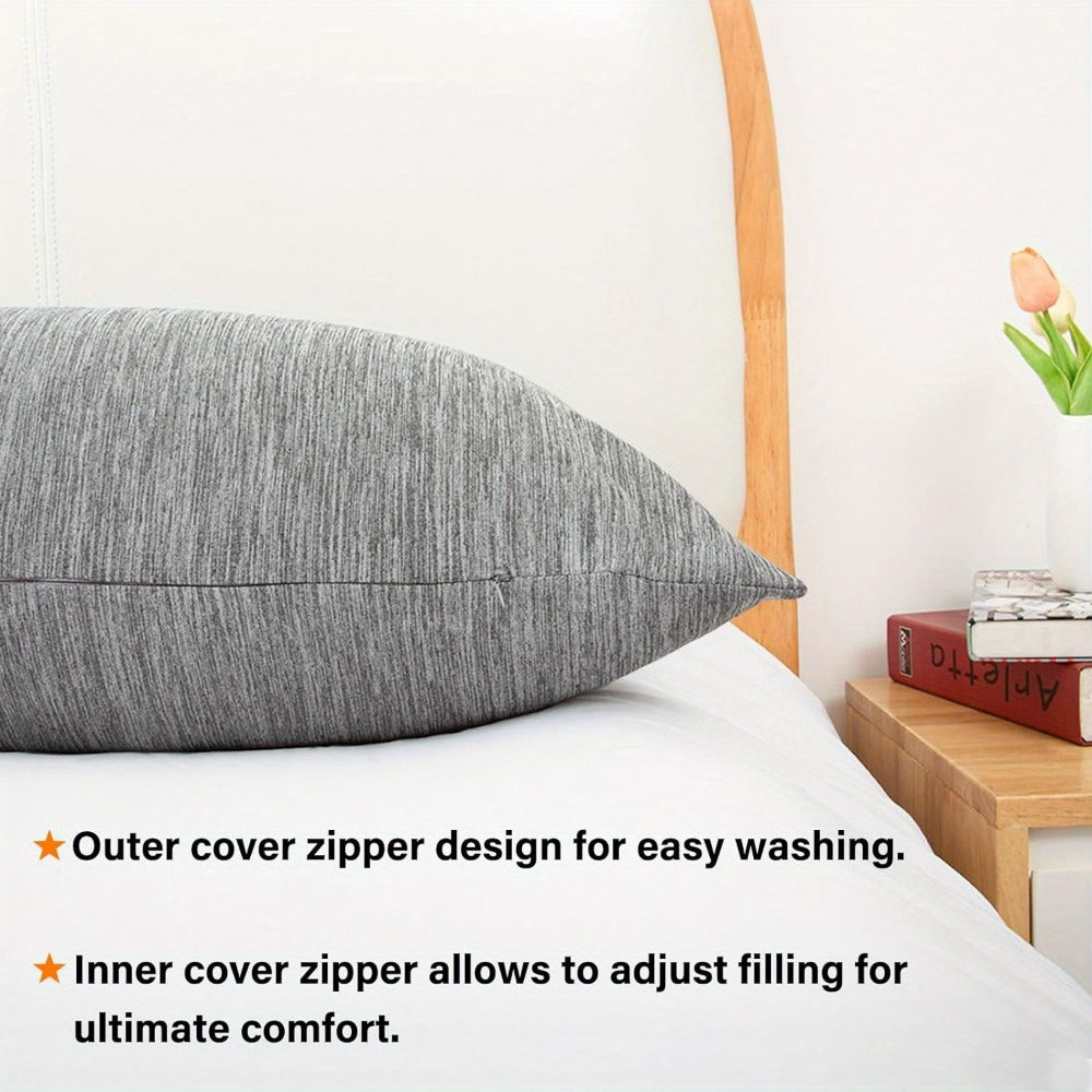 Body Pillow 20x54 Inch Cooling Memory Foam ¨C Full Body Pillow for Adults Side Sleepers, Firm Long Sleeping Pillow for Stomach Back Support, Pregnancy Pillow, Washable Cover, Grey White Pink