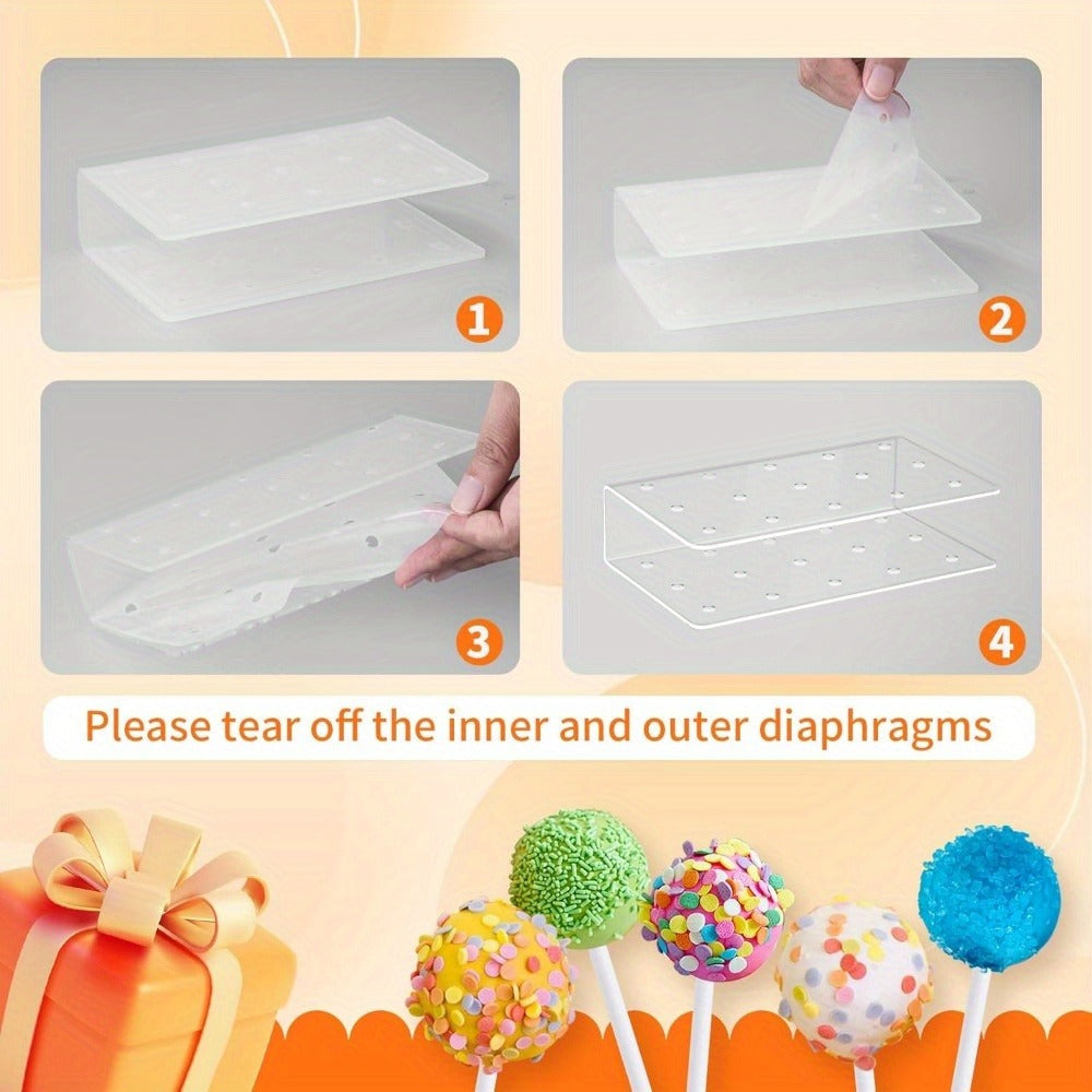 Cake Pop Kit 304pcs Complete Set, Includes Cake Pop Mold, 2 Display Stands, 100 Lollipop Sticks, 100 Treat Bags and 100 Twist Ties, Cake Pop Making Supplies for Birthday Party, Baby Shower, Baking Gift