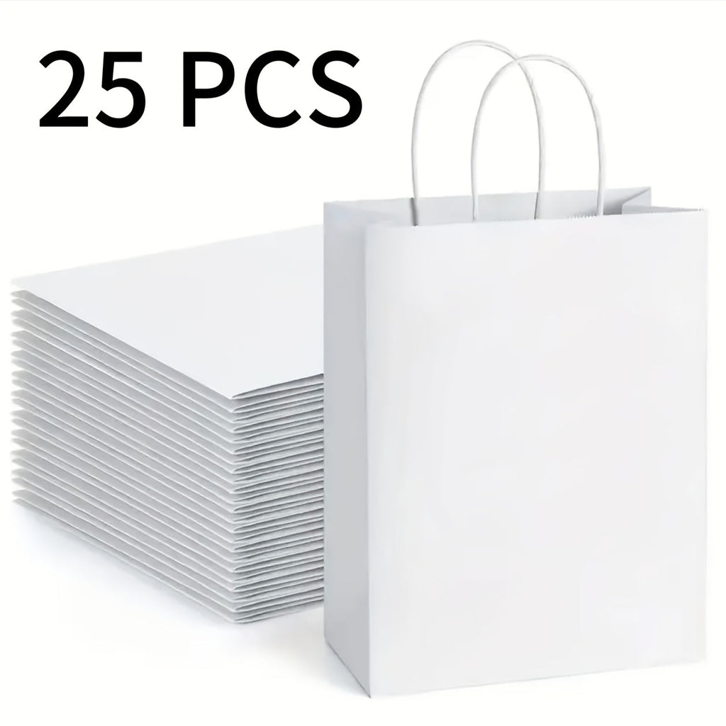 Paper Bags with Handles Bulk - Kraft Paper Gift Bags 25/75/100/300 Pcs, Black White Brown Reusable Shopping Bags for Small Business Retail, Birthday Party, Graduation, Easter Gift Wrapping Packaging