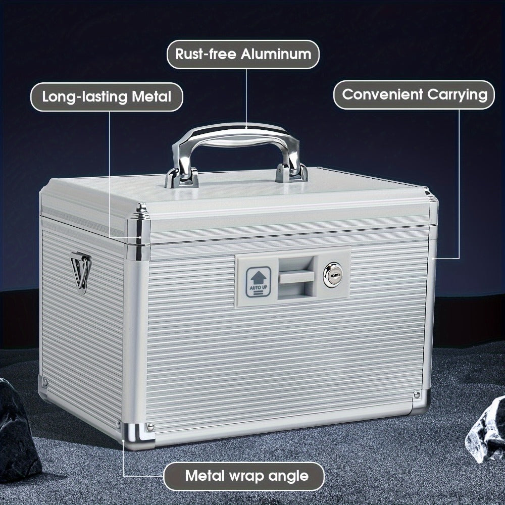 Aluminum Alloy Lockable Medicine Box ¨C Double Layer Large Capacity Storage Box with Key Lock, Handle & Tray for Medicines, Documents & Valuables, 10¡±/12¡±/14¡±/16¡± Home Security Box
