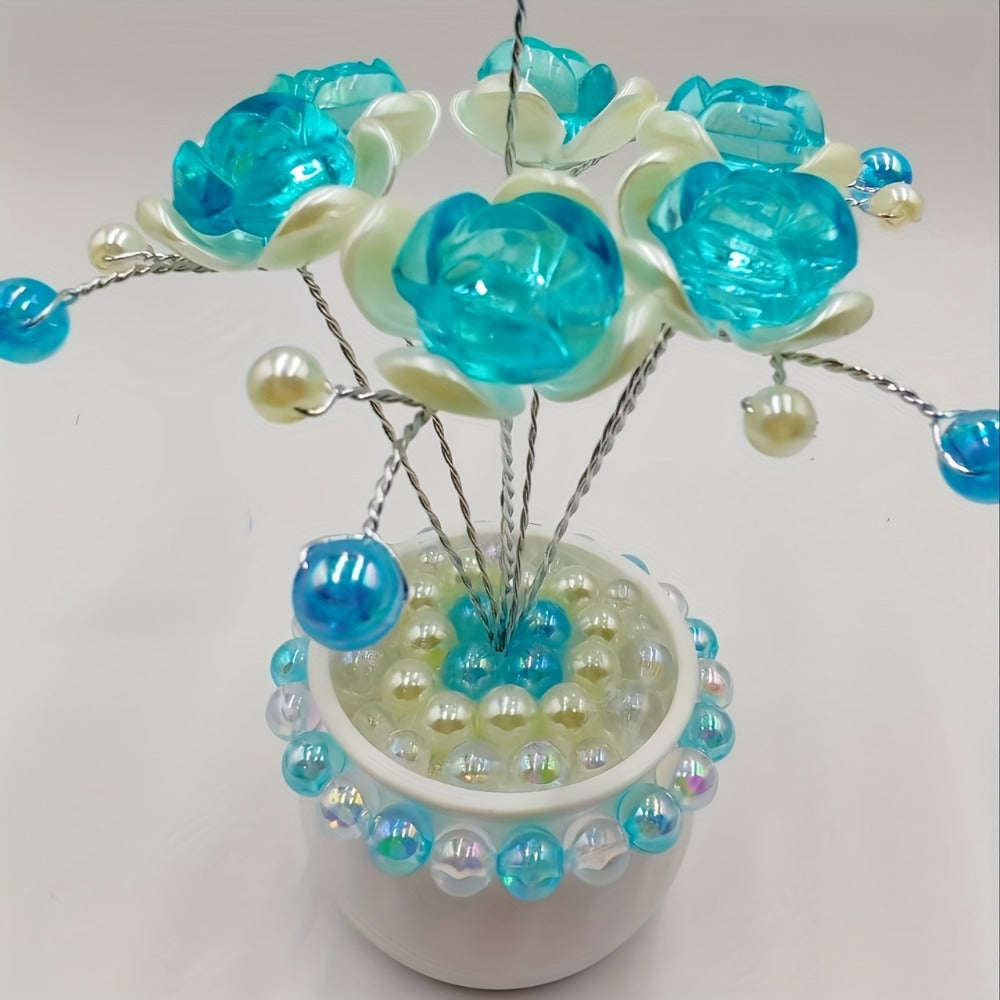 Crystal Flower Car Decoration Handmade DIY Simulation Crystal Flowers for Car Center Console Dashboard Home Decor Holiday Party Birthday Gift Mother's Day Valentine's Day