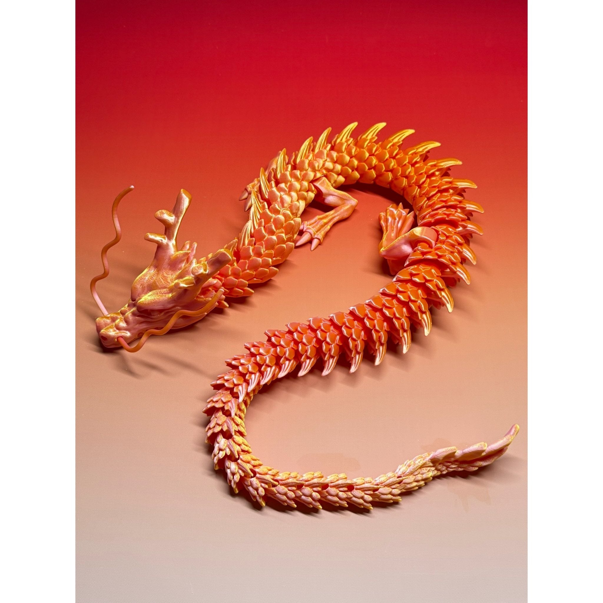 3D Printed Articulated Dragon Figurine 35.4¡± Giant Poseable Chinese Dragon Collectible Sculpture | Flexible Joints Fantasy Desk Decor for Home Office Car | Unique Gift for Dragon Collectors Mom Dad