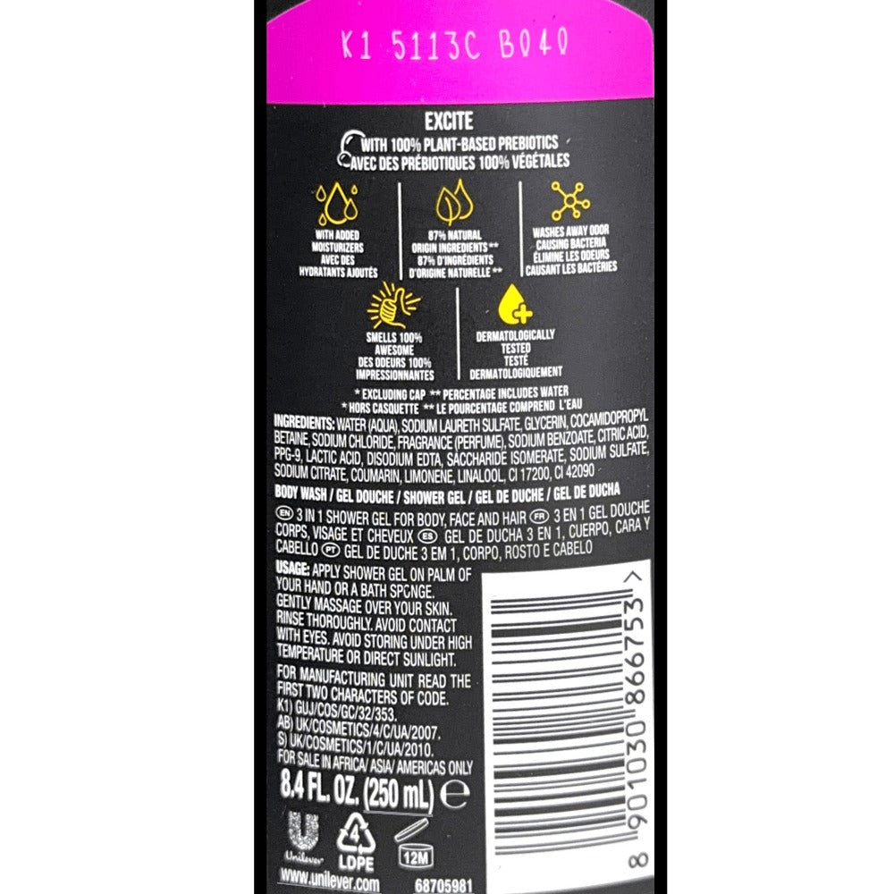AXE Body Wash 4-Pack Mix Variety Set ¨C Assorted Scents Men's Body Wash Bundle, Long-Lasting Fragrance, Moisturizing Formula, Daily Shower Gel for Men, Value Multi-Pack