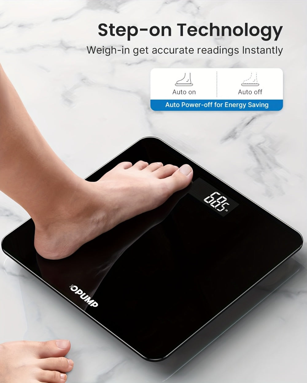 OPUMP Bathroom Scale 400lb ¨C Highly Accurate Digital Body Weight Scale with Backlit LED Display, Batteries Included, Measures up to 400lb/180kg, Multiple Colors ¨C Black Marble, Bronze, Sapphire & More